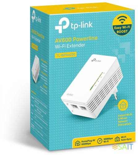 Сетевой адаптер Powerline TP-Link TL-WPA4220 AV600 Fast Ethernet (ант.внутр.)