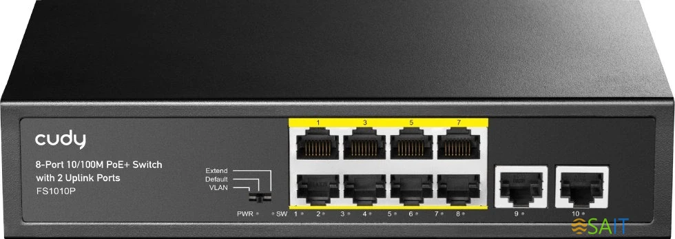 Коммутатор Cudy FS1010P (L2) 10x100Мбит/с 8PoE+ 120W неуправляемый