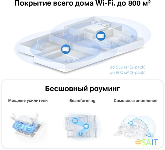 Бесшовный Mesh роутер Mercusys Halo H90X(3-pack) AX6000 10/100/1000BASE-TX белый (упак.:3шт)