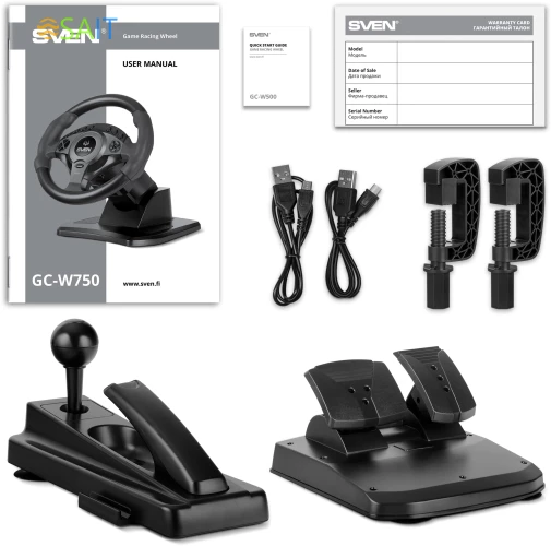 Руль Sven GC-W750 16кноп. (с педалями) черный