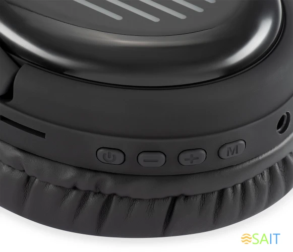 Гарнитура накладные Digma BT-16 черный беспроводные bluetooth оголовье (BT-16B)