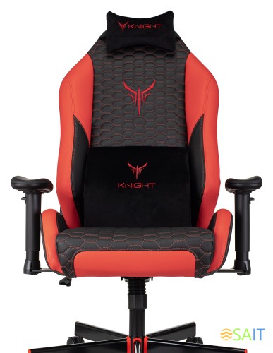Кресло игровое Knight Neon черный/красный соты эко.кожа с подголов. крестов. металл