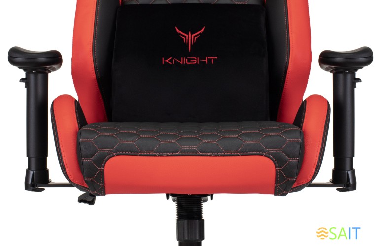Кресло игровое Knight Neon черный/красный соты эко.кожа с подголов. крестов. металл