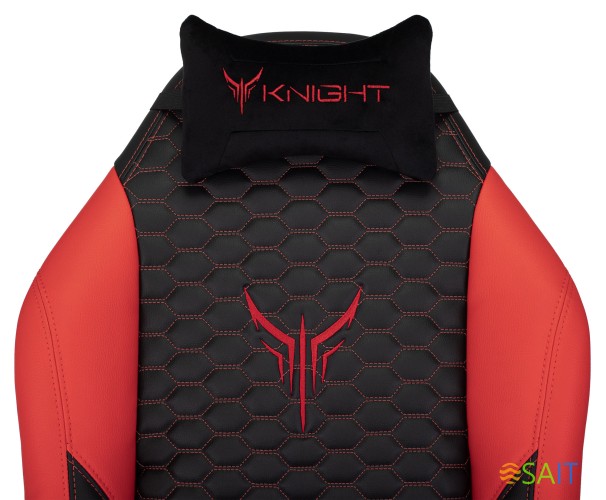 Кресло игровое Knight Neon черный/красный соты эко.кожа с подголов. крестов. металл