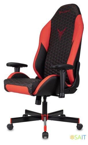 Кресло игровое Knight Neon черный/красный соты эко.кожа с подголов. крестов. металл