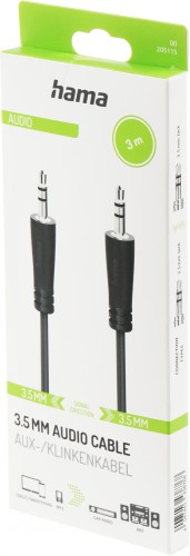 Кабель аудио Hama H-205115 Jack 3.5 (m)/Jack 3.5 (m) 0.75м. черный (уп.:1шт) (00205115)