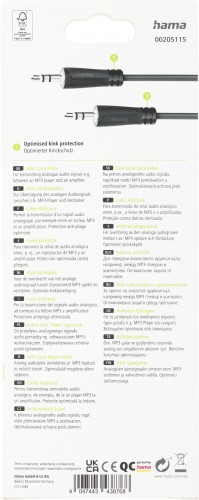 Кабель аудио Hama H-205115 Jack 3.5 (m)/Jack 3.5 (m) 0.75м. черный (уп.:1шт) (00205115)