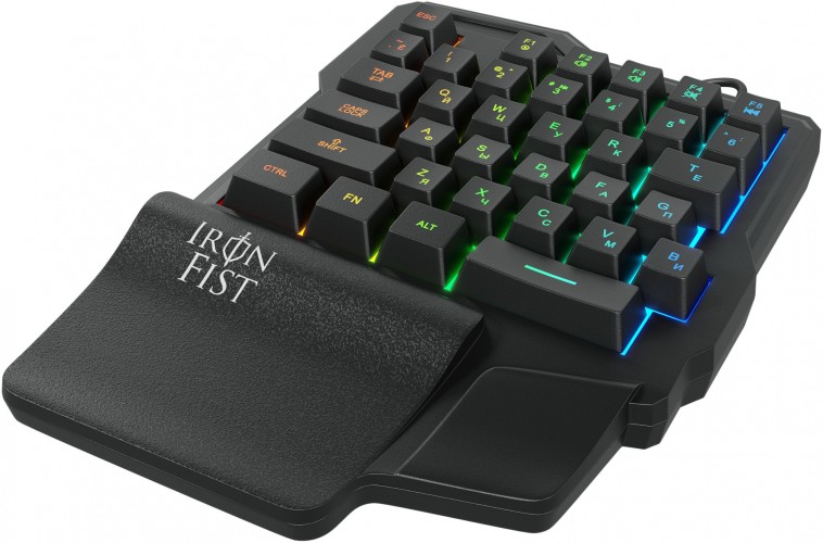 Игровой блок Оклик 701G IRON FIST черный USB for gamer LED (подставка для запястий) (1196590)