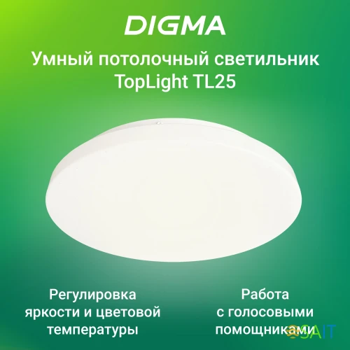 Умный светильник Digma TopLight TL25 потолоч. белый (TL25)