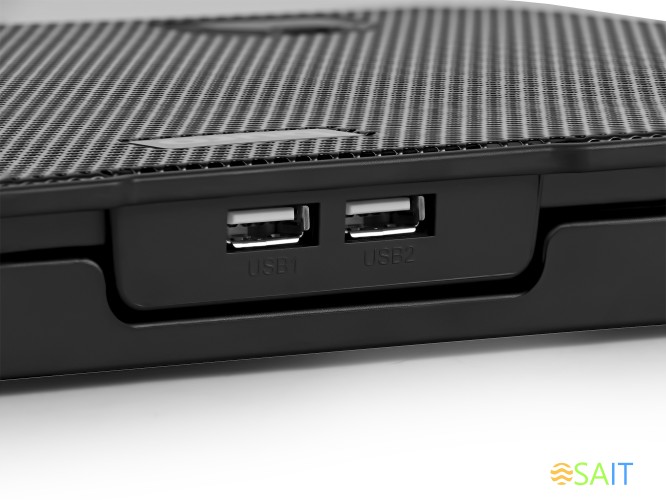 Подставка для ноутбука Buro BU-LCP150-B213 15"335x265x22мм 74.35дБ 1xUSB 2x 140ммFAN 480г металлическая сетка/пластик черный