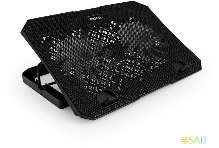 Подставка для ноутбука Buro BU-LCP150-B213 15"335x265x22мм 74.35дБ 1xUSB 2x 140ммFAN 480г металлическая сетка/пластик черный