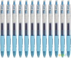 Набор ручек гелев. автоматическая Deli Arris (EG09-BL-P) прозрачный/голубой син. черн. кор.карт. (12шт) линия 0.7мм резин. манжета