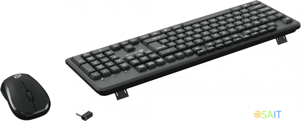 Клавиатура + мышь Оклик 225M клав:черный мышь:черный USB беспроводная Multimedia (1454537)