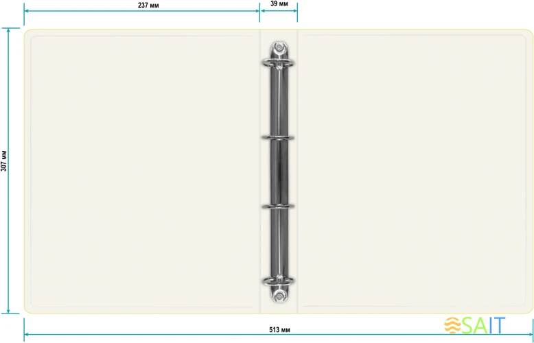 Папка панорама на 4-х кольцах Бюрократ Double Neon DNE0740/4RYEL A4 пластик 0.7мм кор.40мм карм.на лиц.стор. желтый