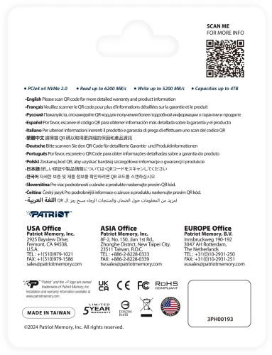 Накопитель SSD Patriot PCIe 4.0 x4 2000GB P400VP2TBM28H P400 V4 M.2 2280