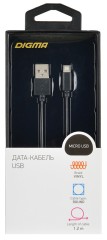 Кабель Digma MICROUSB-1.2M-BLK USB (m)-micro USB (m) 1.2м черный