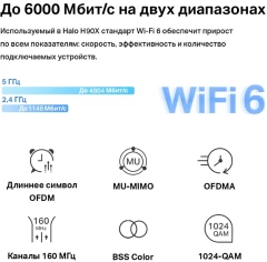 Бесшовный Mesh роутер Mercusys Halo H90X(2-pack) AX6000 10/100/1000BASE-TX белый (упак.:2шт)