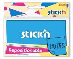 Блок самоклеящийся бумажный Stick`n 27081 76x126мм 80лист. 70г/м2 синий неон 1цв.в упак.