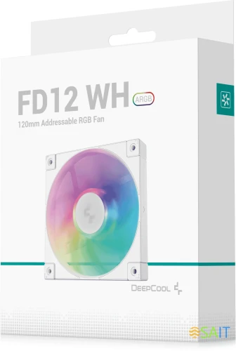 Вентилятор для корпуса Deepcool FD12 ARGB 120х120x25 белый 4-pin 26.9дБ (R-FD12-WHAPN1-G) Ret