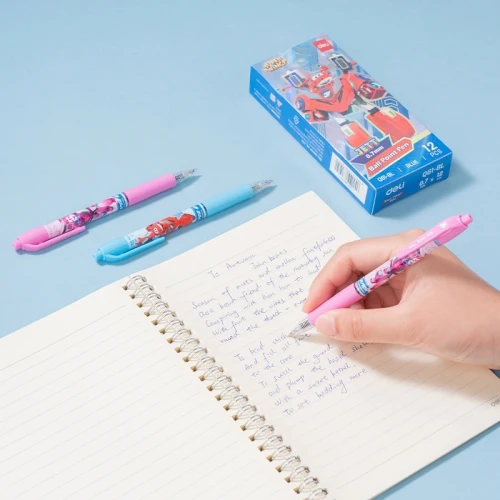 Ручка шариков. автоматическая Deli Super Wings (EQ61-BL) ассорти d=0.7мм син. черн. 1стерж. пулевидный пиш. наконечник кругл. резин. манжета чернила пониженной вязкости