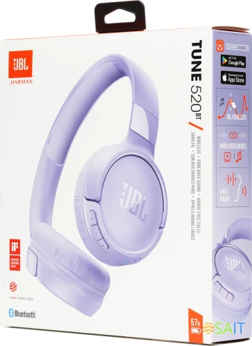 Гарнитура накладные JBL Tune 520BT фиолетовый беспроводные bluetooth оголовье (JBLT520BTPUR)