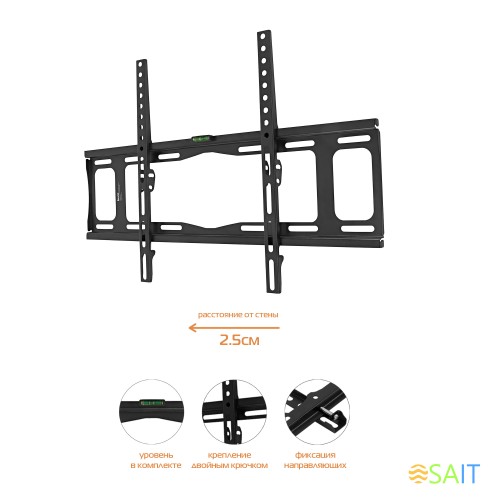 Кронштейн для телевизора Buro FX2S черный 40"-90" макс.55кг настенный фиксированный