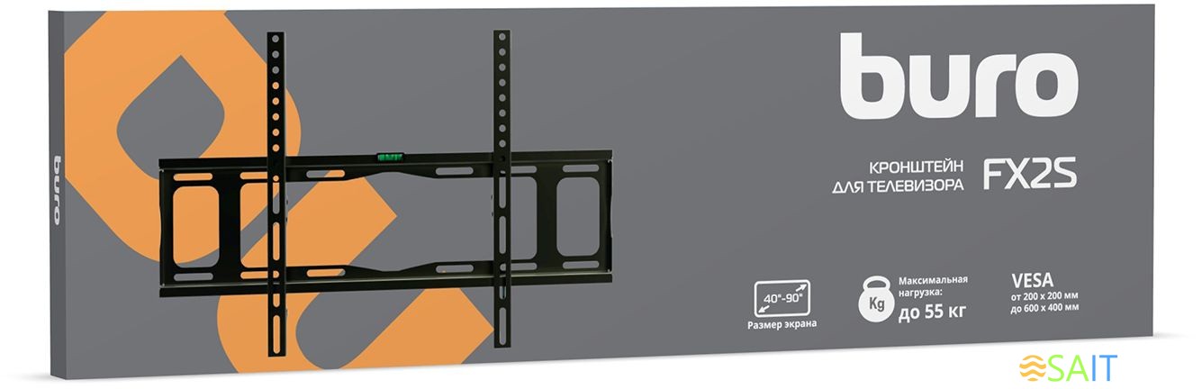 Кронштейн для телевизора Buro FX2S черный 40"-90" макс.55кг настенный фиксированный