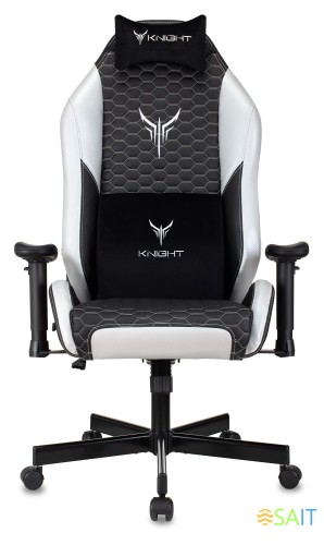 Кресло игровое Knight Neon черный/серебряный соты эко.кожа с подголов. крестов. металл