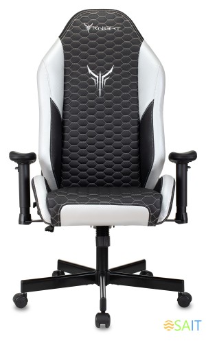 Кресло игровое Knight Neon черный/серебряный соты эко.кожа с подголов. крестов. металл