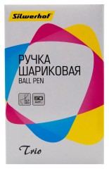 Ручка шариков. Silwerhof Trio d=0.7мм син. черн. одноразовая ручка линия 0.5мм треугол. прозр.корпус