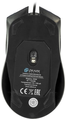Мышь Оклик 395M SHADOW черный оптическая 1500dpi USB для ноутбука 3but (1102286)
