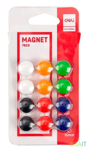 Магнит Deli E7823 для досок ассорти d15мм круглый (упак.:12шт)