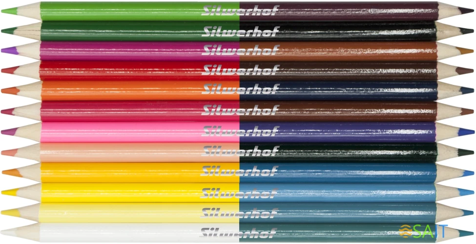 Карандаши цв. Silwerhof Color двухцвет. 2.8мм кругл. дерево ассорти 24цв. коробка/европод. (12шт)