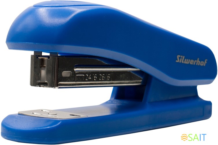 Степлер Silwerhof 24/6 26/6 (20листов) синий 100скоб пластик закрытый/открытый