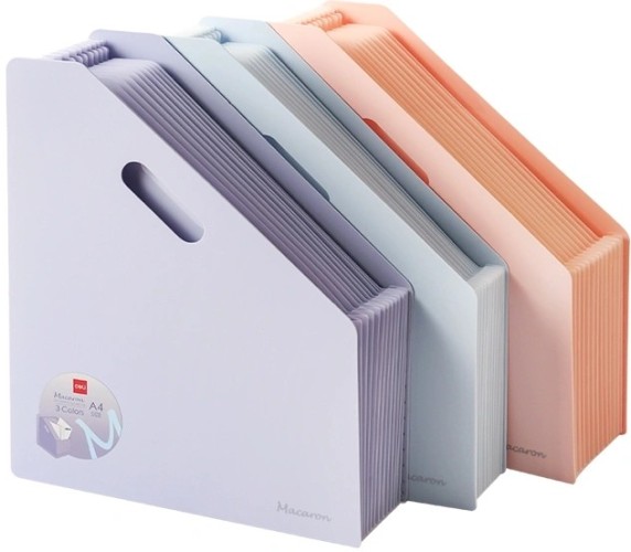 Папка с 13 прозр.вклад. Deli EB41102 A4 полипропилен ассорти с ручками