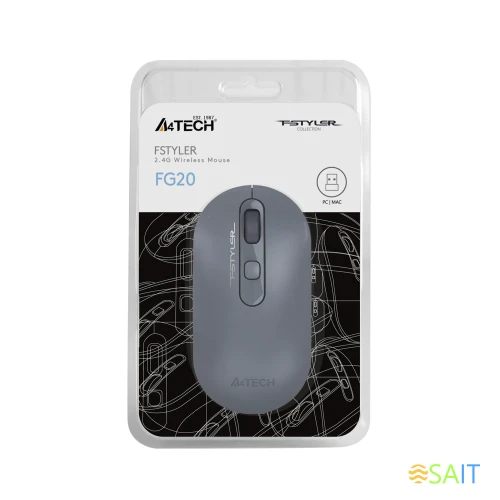 Мышь A4Tech Fstyler FG20 пепельный/синий оптическая 2000dpi беспров. USB для ноутбука 4but (FG20 ASH BLUE)