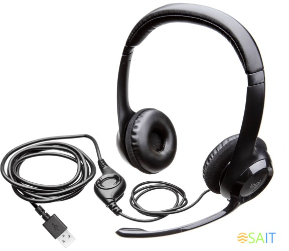 Наушники с микрофоном Logitech H390 черный 1.9м накладные USB оголовье (981-000803)