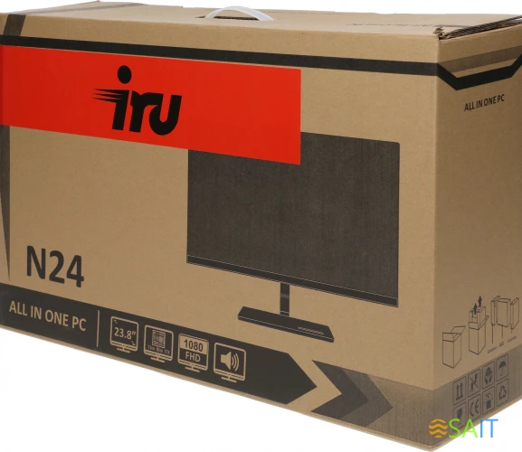 Моноблок IRU Агат 632 23.8" Full HD PG G7400 (3.7) 8Gb SSD256Gb UHDG 710 Free DOS GbitEth WiFi BT клавиатура мышь Cam черный 1920x1080