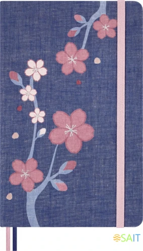 Блокнот Moleskine LIMITED EDITION SAKURA LESU08QP060BOX Large 130х210мм обложка текстиль 176стр. линейка твердая обложка подар.кор. синий 2025