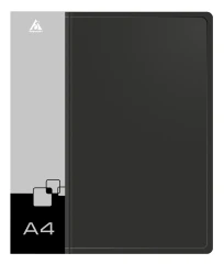 Папка на 4-х кольцах Бюрократ -0827/4RBLCK A4 пластик 0.7мм кор.27мм внутр. с вставкой черный