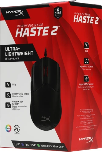 Мышь HyperX Pulsefire Haste 2 черный оптическая 26000dpi USB 5but (6N0A7AA)