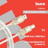 Кабель Buro USB2.0-AM/BM-3-TRANS USB A(m) USB B(m) 3м прозрачный