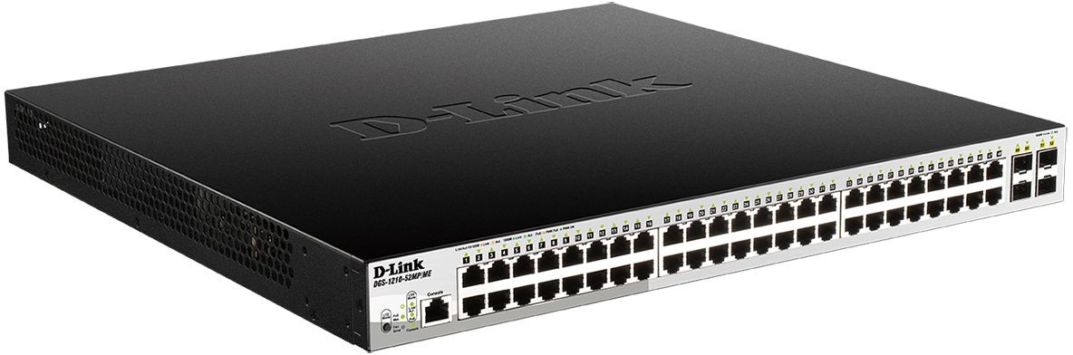 Коммутатор D-Link DGS-1210-52MP/ME/B 48x1Гбит/с 4SFP 48PoE 370W управляемый