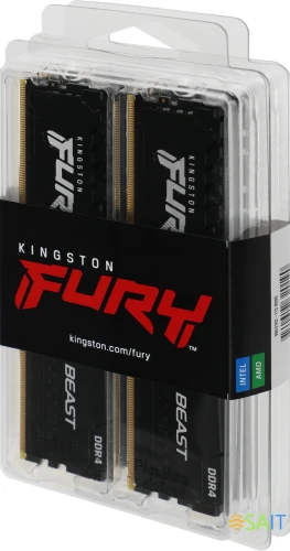 Память DDR4 4x4GB 2666MHz Kingston KF426C16BBK4/16 Fury Beast Black RTL Gaming PC4-21300 CL16 DIMM 288-pin 1.2В single rank с радиатором Ret