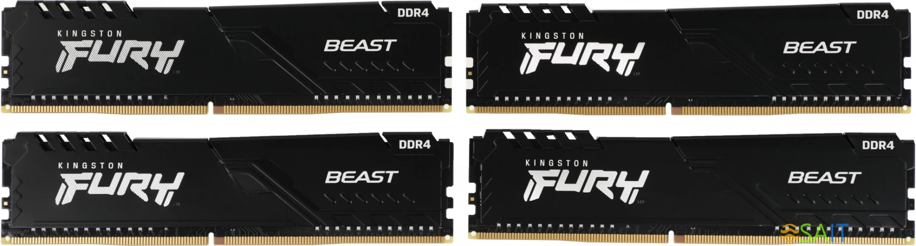 Память DDR4 4x4GB 2666MHz Kingston KF426C16BBK4/16 Fury Beast Black RTL Gaming PC4-21300 CL16 DIMM 288-pin 1.2В single rank с радиатором Ret