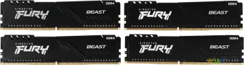 Память DDR4 4x4GB 2666MHz Kingston KF426C16BBK4/16 Fury Beast Black RTL Gaming PC4-21300 CL16 DIMM 288-pin 1.2В single rank с радиатором Ret