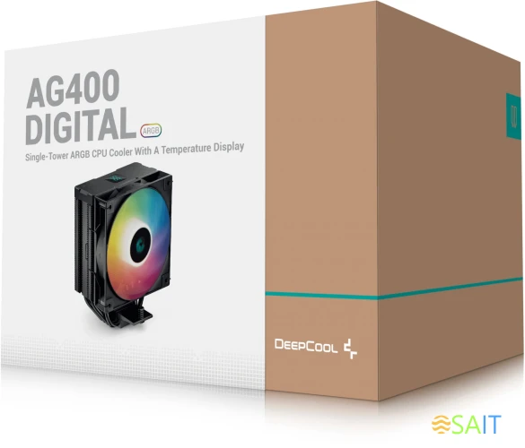 Устройство охлаждения(кулер) Deepcool AG400 Digital Bk ARGB Soc-AM5/AM4/1200/1700/1851 черный 4-pin 31.6dB Al+Cu LCD 220W 636gr Ret (R-AG400-BKADMN-G-1)