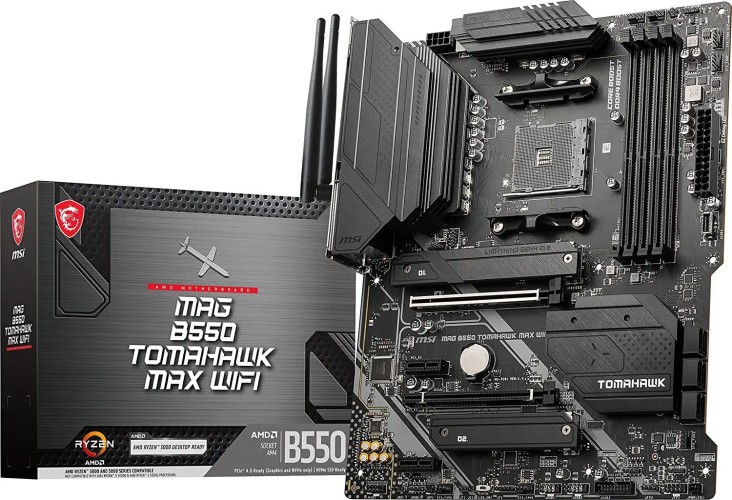 Материнская плата MSI MAG B550 TOMAHAWK MAX WIFI Soc-AM4 AMD B550 4xDDR4 ATX AC`97 8ch(7.1) 2.5Gg RAID+HDMI+DP