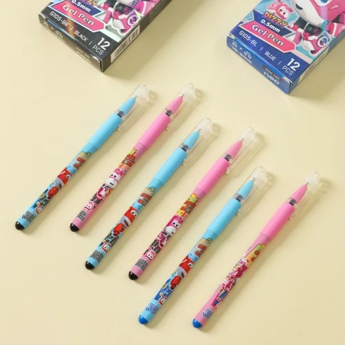 Ручка гелев. Deli Super Wings (EG105-PR) ассорти d=0.5мм фиол. черн. 1стерж. пулевидный пиш. наконечник кругл. резин. манжета