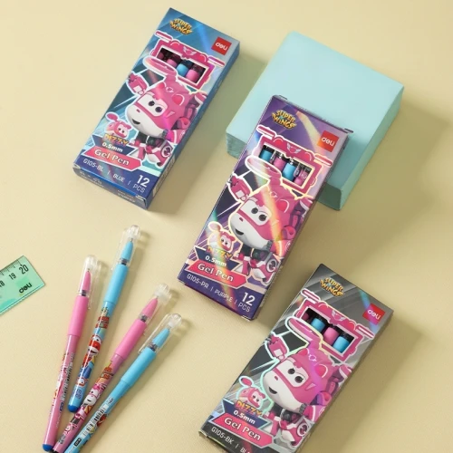 Ручка гелев. Deli Super Wings (EG105-PR) ассорти d=0.5мм фиол. черн. 1стерж. пулевидный пиш. наконечник кругл. резин. манжета